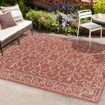 Charleston Vintage Filigree Textured Weave Indoor/outdoor Area Rug